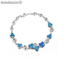 Diseño nuevo de pulsera ópalos azules para mujer en plata