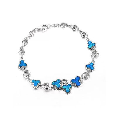 Diseño nuevo de pulsera ópalos azules para mujer en plata