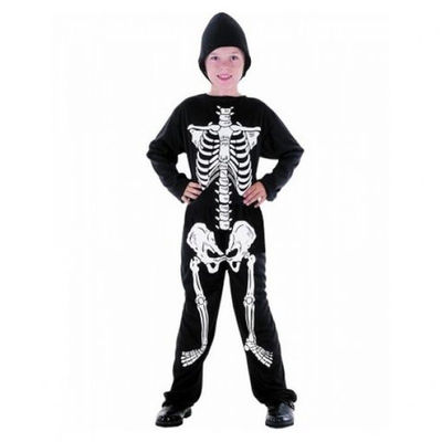 Disfraz de esqueleto con gorro para niño de 7 a 9 años