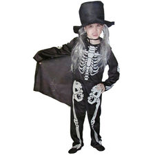 Disfraz de esqueleto con sombrero de 4 a 6 años