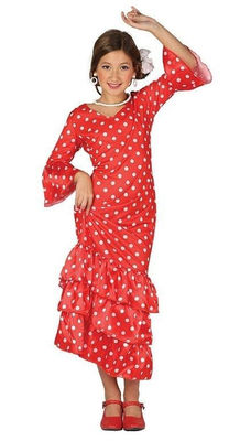 Disfraz de flamenca o sevillana rojo niña 3-4 años