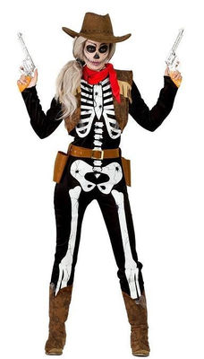 Disfraz esqueleto cowboy mujer adulto m-l