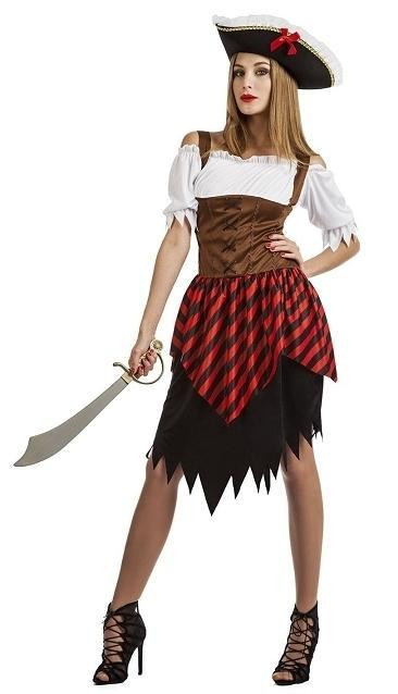 Disfraz de Pirata con Chaleco y Falda para Mujer
