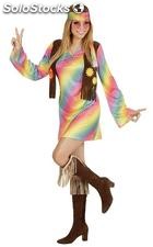 Disfraz vestido hippie mujer t. m