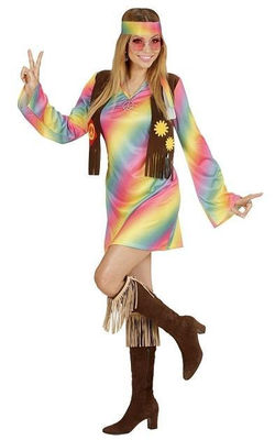 Disfraz vestido hippie mujer t. m