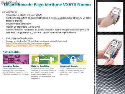 Dispositivos de pago inalámbrico Verifone vx670