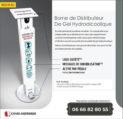 Distributeur universel de gel hydroalcoolique activé par pedale - Photo 2