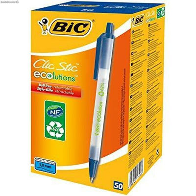 Długopis z płynnym atramentem Bic Clic Stic Niebieski 0,32 mm (50 Części)