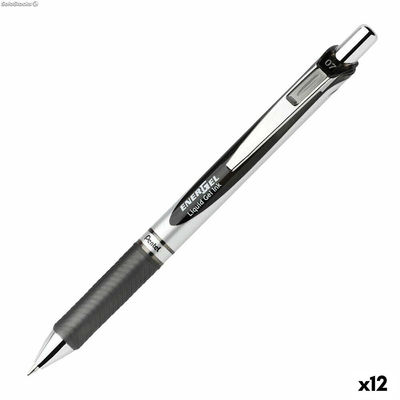Długopis żelowy Pentel Energel XM Klick 0.7 Czarny 12 Części