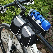 Doble bolsas bicicleta delantera con muchos bolsillos bolsas cuadro bicicleta
