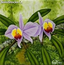Dos orquidias | Pinturas de flores en óleo sobre lienzo