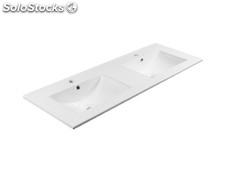 Double vasque en céramique D12046-2 120X46cm pour meuble de bain de 120x45