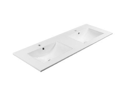 Double vasque en céramique D12046-2 120X46cm pour meuble de bain de 120x45