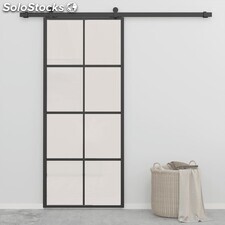 Drzwi przesuwne, aluminium i szkło ESG, 90x205 cm, czarne