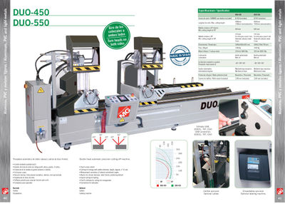 DUO-550 tronzadora de doble cabezal para corte de Aluminio / PVC