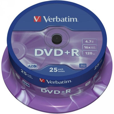 DVD+r 4.7GB Verbatim 16x 25er Cakebox 43500