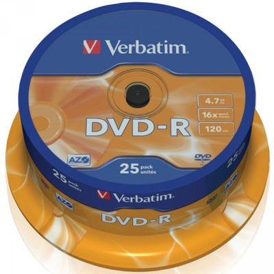 DVD-r 4.7GB Verbatim 16x 25er Cakebox 43522