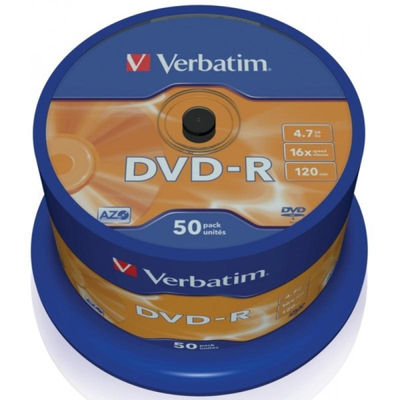 DVD-r 4.7GB Verbatim 16x 50er Cakebox 43548