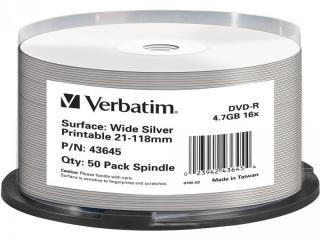 DVD-R 4.7GB Verbatim 16x Inkjet silver Full Surface 50er Cakebox 43645 - Foto 3