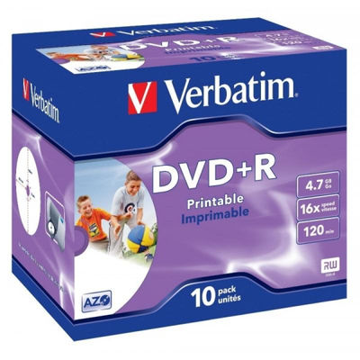 DVD+R 4.7GB Verbatim 16x Inkjet white Full Surface 10er Jewel Case 43508 - Foto 2