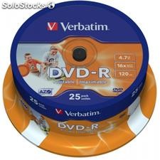 DVD-R 4.7GB Verbatim 16x Inkjet white Full Surface 25er Cakebox 43538