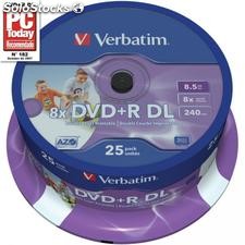 DVD+r 8.5GB Verbatim 8x dl iw fs 25 cb 43667