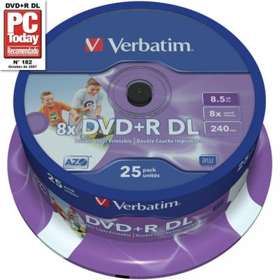 DVD+r 8.5GB Verbatim 8x dl iw fs 25 cb 43667 - Foto 2