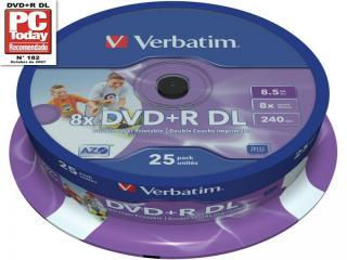 DVD+r 8.5GB Verbatim 8x dl iw fs 25 cb 43667 - Foto 3