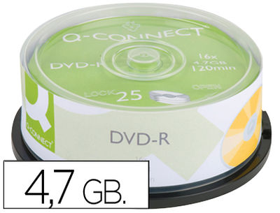 DVD-r q-connect capacidad 4.7GB duracion 120MIN velocidad 16X bote de 25