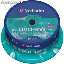 DVD-rw 4.7GB Verbatim 4x 25er Cakebox 43639