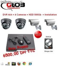 Dvr 4ch + 4 Cameras + hdd 500Gb + installation