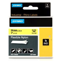 Dymo 1734525 IND Rhino cinta nylon flexible negro sobre amarillo 24 mm