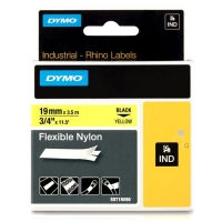 Dymo S0718090 / 18491 IND Rhino cinta nylon flexible negro sobre amarillo 19 mm