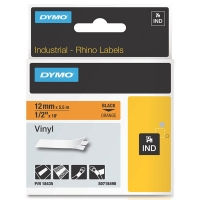 Dymo S0718490 / 18435 IND Rhino cinta vinilo negro sobre naranja 12 mm