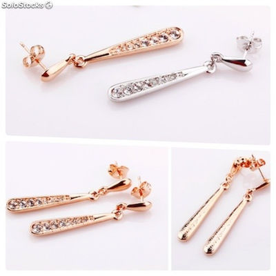Earrings plated in 18k rose gold created with Cubic Zircon. - Zdjęcie 2