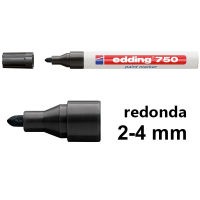 Edding 750 Rotulador negro de tinta opaca con punta redonda (2-4 mm)