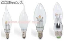 Edison screw e27 type 3w led candle bulb, dimmable, torpedo, frosted glass cover