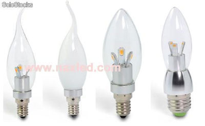 Edison screw e27 type 3w led candle bulb, dimmable, torpedo, frosted glass cover