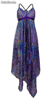 Egzotyczna sukienka w orientalne wzory fioletowa - Zdjęcie 2