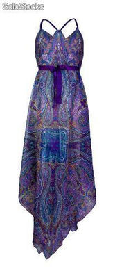 Egzotyczna sukienka w orientalne wzory fioletowa - Zdjęcie 3