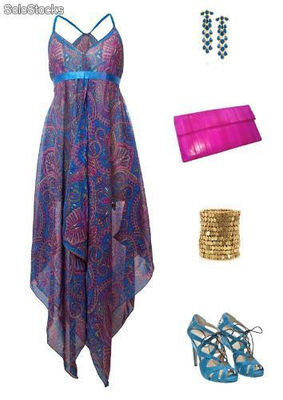 Egzotyczna sukienka w orientalne wzory niebieska