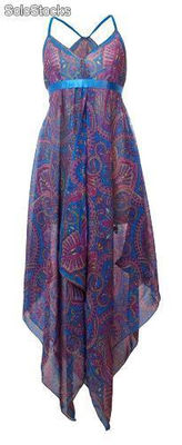 Egzotyczna sukienka w orientalne wzory niebieska - Zdjęcie 2