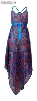 Egzotyczna sukienka w orientalne wzory niebieska - Zdjęcie 3