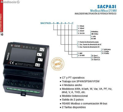 electrical analyzer sacco transformation signal 0,333V - modbus - aux. driver - Foto 2