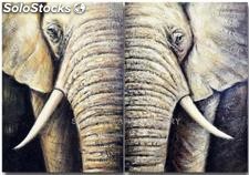 Elefante - Pareja | Pinturas de arte abstracto y moderno en mixta sobre lienzo