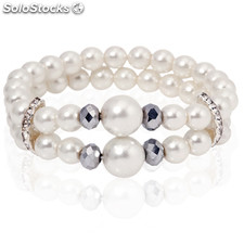 Elegante pulsera ajustable de perlas de cristal en dife