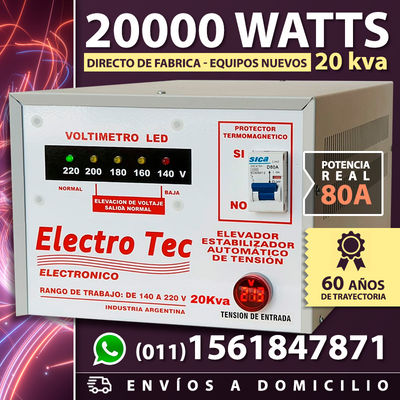 Elevador de Tensión automático 20000 Watts | 20Kva | 80 A