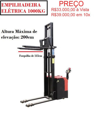 Empilhadeira Elétrica 1000 kg Elevação 200cm