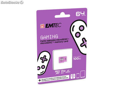Emtec 64GB microSDXC uhs-i U3 V30 Gaming Memory Card (Violett)