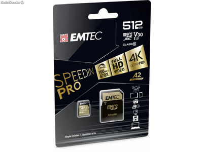 Emtec MicroSDXC 512GB SpeedIN pro CL10 100MB/s FullHD 4K UltraHD